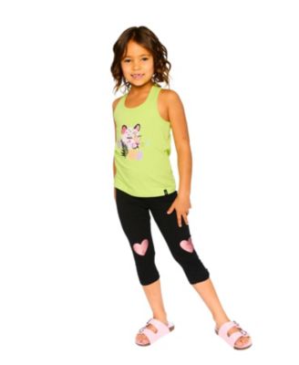 Girls' Organic Cotton with Knee Foil Heart Print Jersey Capri - Little Kid