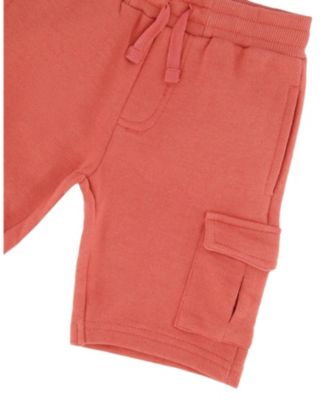 Boys' Elastic Waistband Slit and Cargo Pockets French Terry Shorts - Little Kid, Big Kid