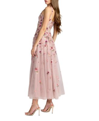 Sleeveless Hand Beaded Scoop Neck Midi Dress