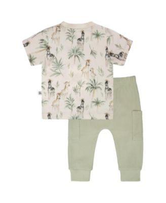 Boys' Organic Cotton Jersey T-Shirt and Cotton Rib Zebra Print Pants Set - Baby