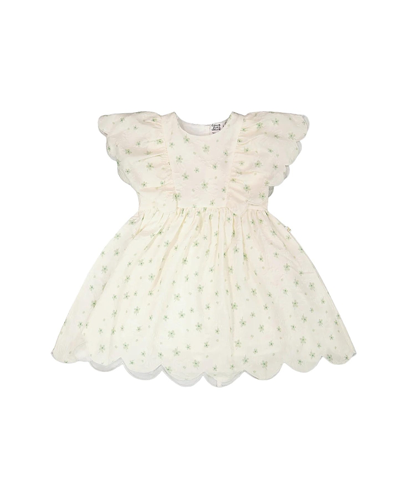 Deux par Deux Girls' Jacquard Short Sleeve Flowers Dress - Little Kid