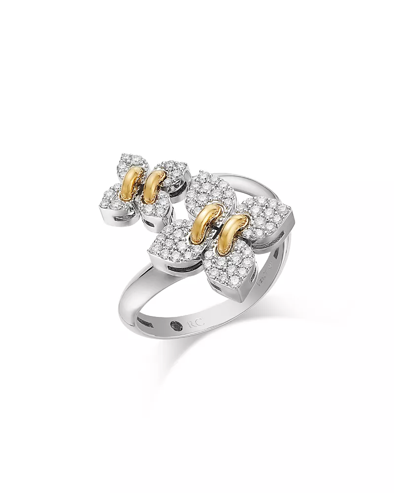 Roberto Coin 18K White & Yellow Gold Love in Verona Flower Bypass Ring