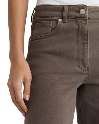 Petites Selin Mid Rise Straight Jeans in Mocha Brown
