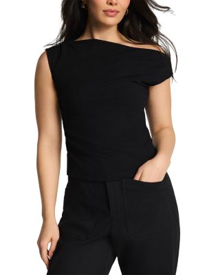 Ribbed Knit Off The Shoulder Ruched Top