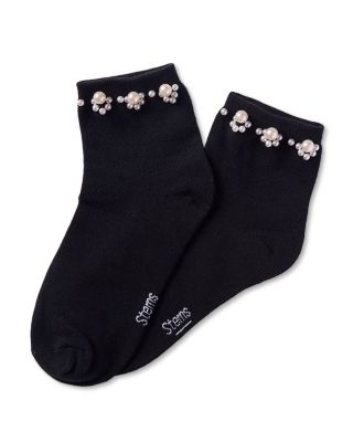 Faux Pearl Embellished Socks