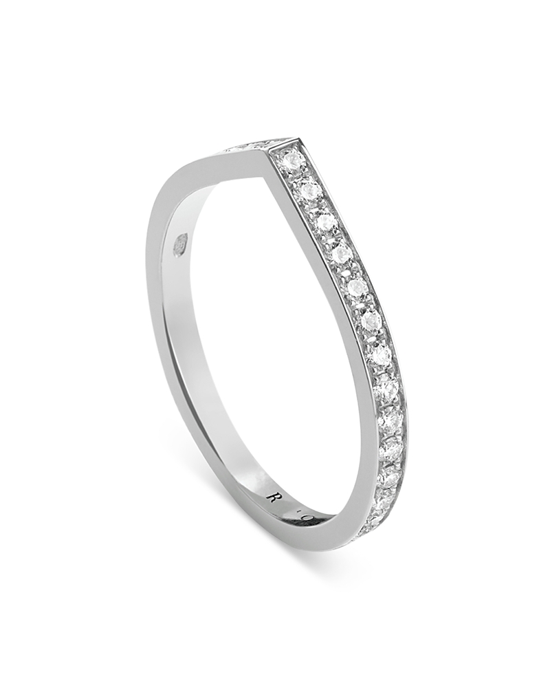 Repossi 18K White Gold Antifer Diamond V Shaped Band