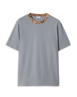 Check Trim Cotton Tee Shirt