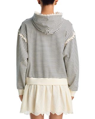 Stripe Eyelet Ruffle Sweatshirt Dress - Exclusive