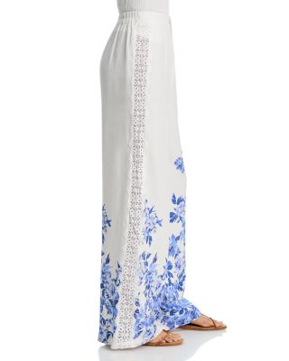 Placed Floral Lace Wide Leg Pants