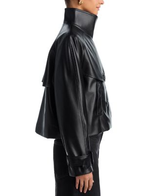 Cropped Faux Leather Trench Coat - Exclusive