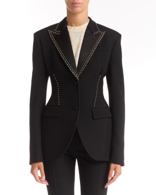 Studded Peak Lapel Wool Blazer