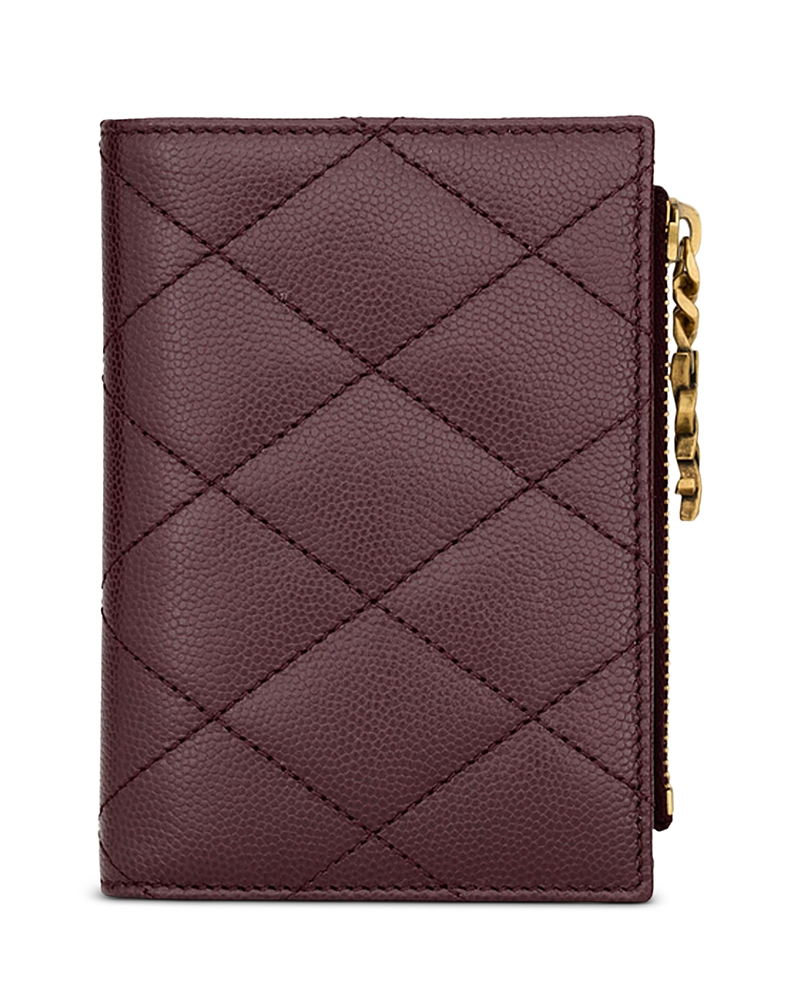 Saint Laurent Cassandre Bijou Bi-fold Wallet In Grain De Poudre Leather · OS