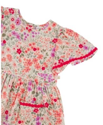  Girls' Muslin Short Sleeve Flowers Dress - Big Kid