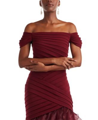  Vail Shutter-Pleated Crepe and Organza Gown