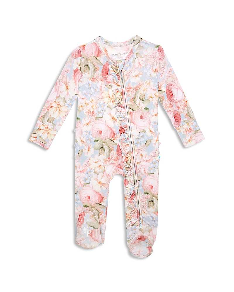 Posh Peanut Girls' Rose Dreams Ruffled Zip Footie - Baby