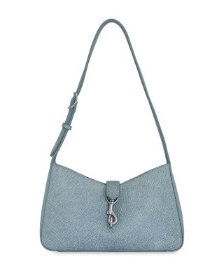 Megan Small Denim Look Leather Shoulder Bag