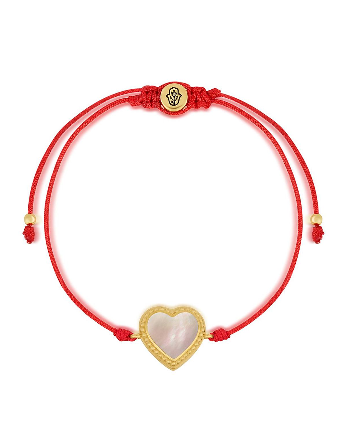 Karma and Luck Dreams Fulfilled Mother of Pearl Heart Charm Drawstring Bracelet