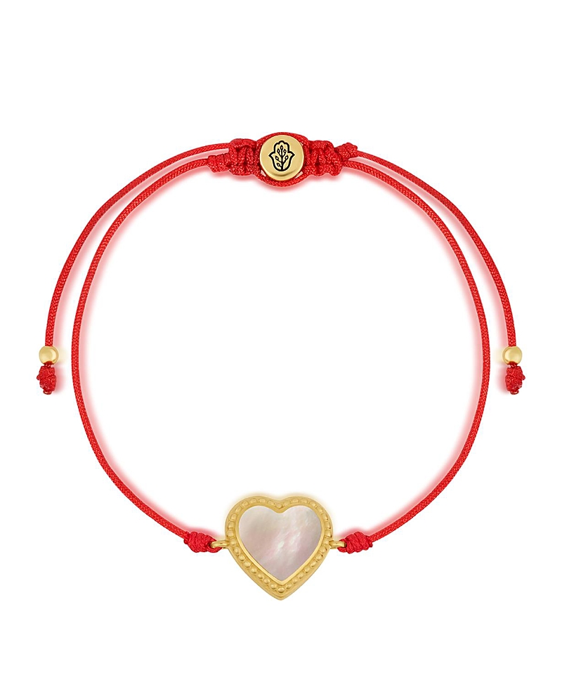 Karma and Luck Dreams Fulfilled Mother of Pearl Heart Charm Drawstring Bracelet