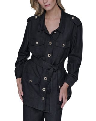 Ruched Sleeve Belted Jacket