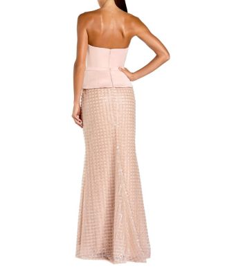 Strapless Satin Top with Embellished Skirt Gown