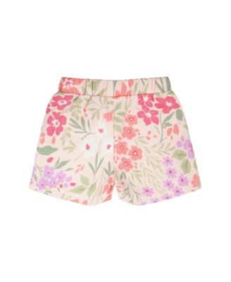 Girls' Straight Cut French Terry Flowers Shorts - Little Kid