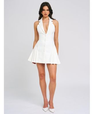  Reyna Backless Pleated Mini Blazer Dress