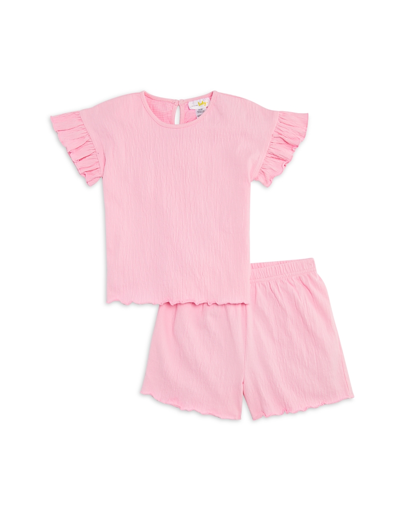 Bloomie's Baby Girls' Crinkle Knit Flutter Tee & Shorts Set, Baby - Exclusive