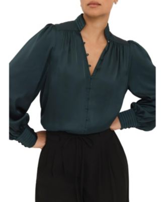  Women's Satin Long Sleeve Blouse