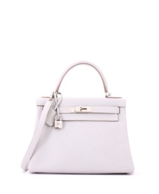 Kelly 28 Handbag Grey Clemence with Palladium Hardware