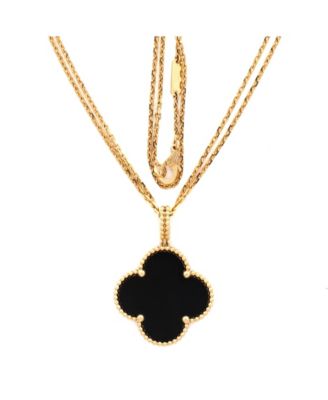  Magic Alhambra Pendant Necklace 18K Gold and Onyx, 35.5"