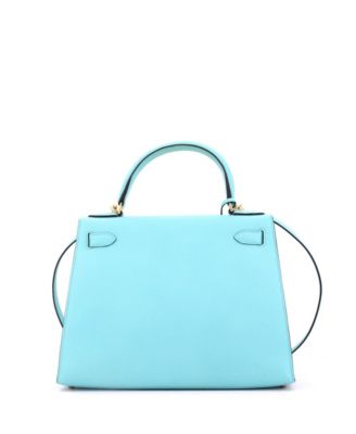 Kelly 28 Handbag Blue Epsom with Gold Hardware