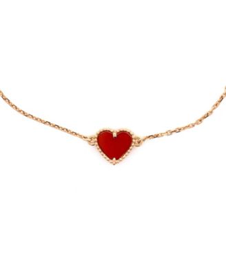  Sweet Alhambra Heart Bracelet 18K Rose Gold with Carnelian