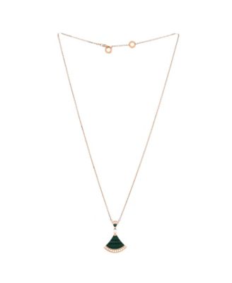  Large Divas' Dream Pendant Necklace 18K Rose Gold with Malachite and Diamonds, 17.25"