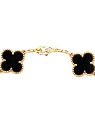  Vintage-like Alhambra 5 Motifs Bracelet 18K Gold and Onyx