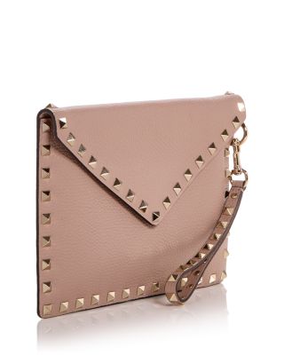 Rockstud Leather Envelope Pouch Clutch
