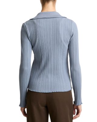 Rib Knit Polo Cardigan Sweater 