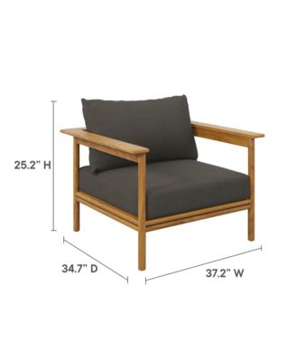 Wren Outdoor Patio Teak Wood Armchair and Ottoman, Set of 2