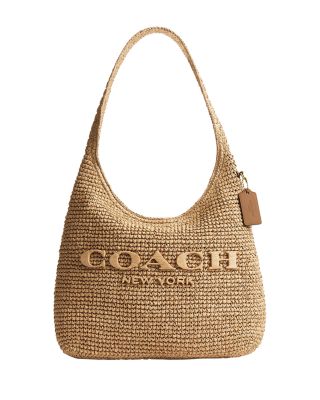 Brooklyn 34 Medium Shoulder Raffia Bag in Brown
