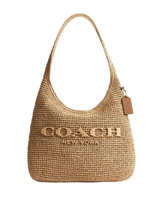 COACH Brooklyn 34 Medium Shoulder Raffia Bag in Brown