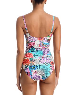 Tie Ruched One Piece Swimsuit
