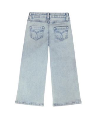 Girls' Wide Leg Embroidery Denim Jeans - Little Kid