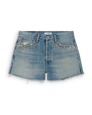 The Breezy Mid Rise Jean Shorts in Aged Worn Blue