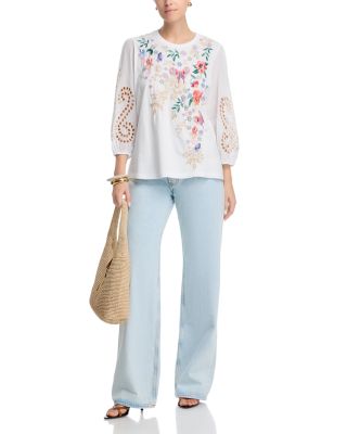 Three Quarter Sleeve Mixed Media Tee