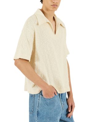 Textured Cotton Knit Polo Shirt