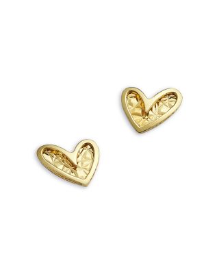 14K Yellow Gold Heart Stud Earrings