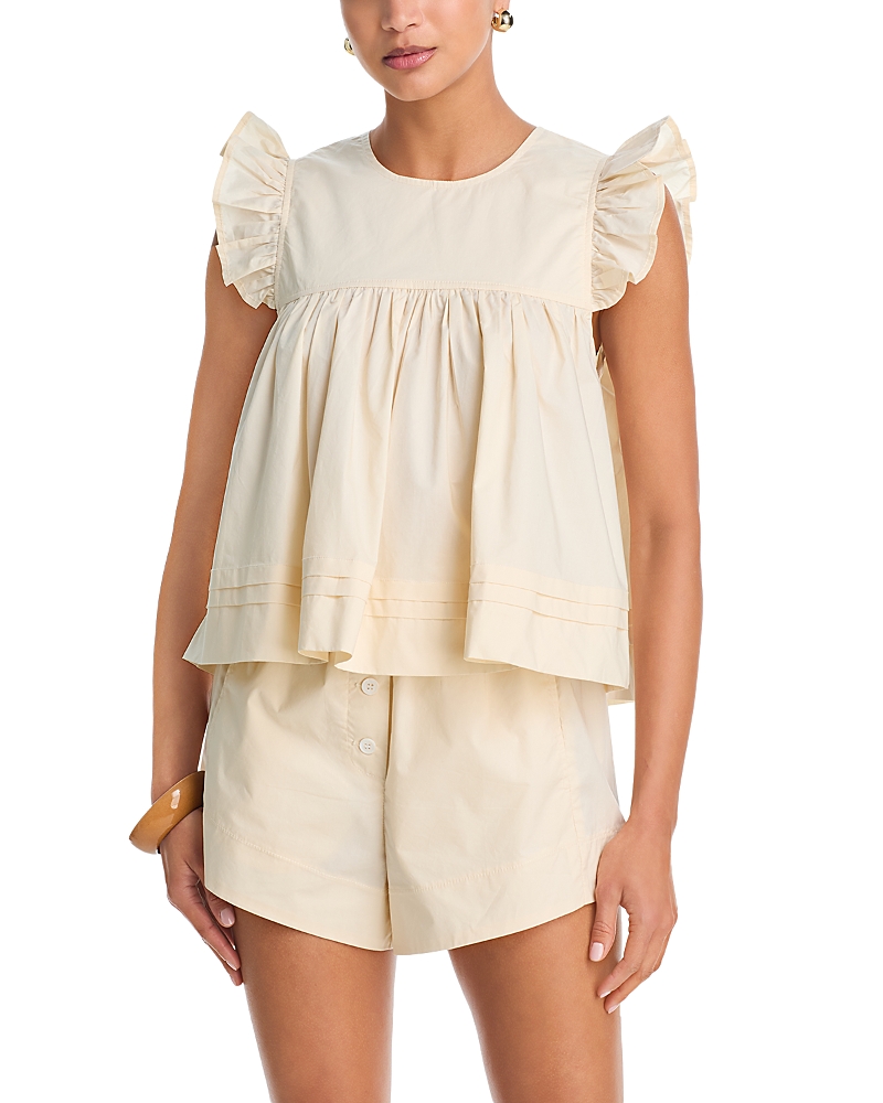 Aqua Poplin Flutter Top - Exclusive