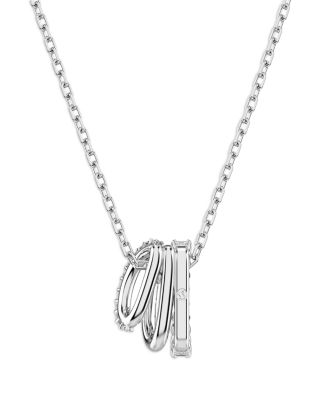 Hyperbola Cubic Zirconia Triple Hoop Pendant Necklace, 14.87-17.75"