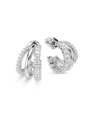 Hyperbola Cubic Zirconia Triple Row Hoop Earrings