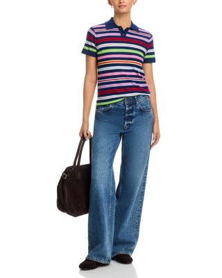 Extrafine Cashmere Novelty Stripe Polo Shirt