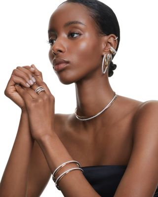 Hyperbola Cubic Zirconia Multi Row Hoop Earrings